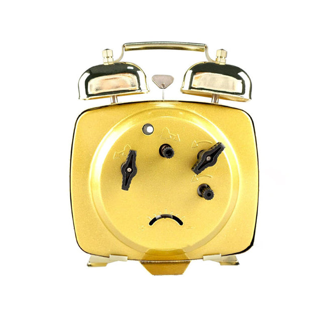 Kleine vierkante mechanische wekker goud