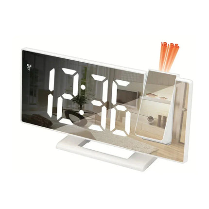 Witte spiegelwekker met tijdprojectie
