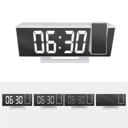 Witte spiegelwekker met tijdprojectie
