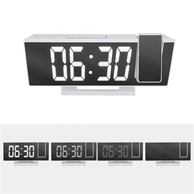 Witte spiegelwekker met tijdprojectie