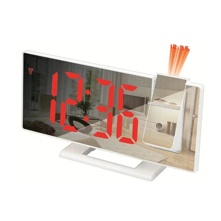 Witte spiegelwekker met tijdprojectie