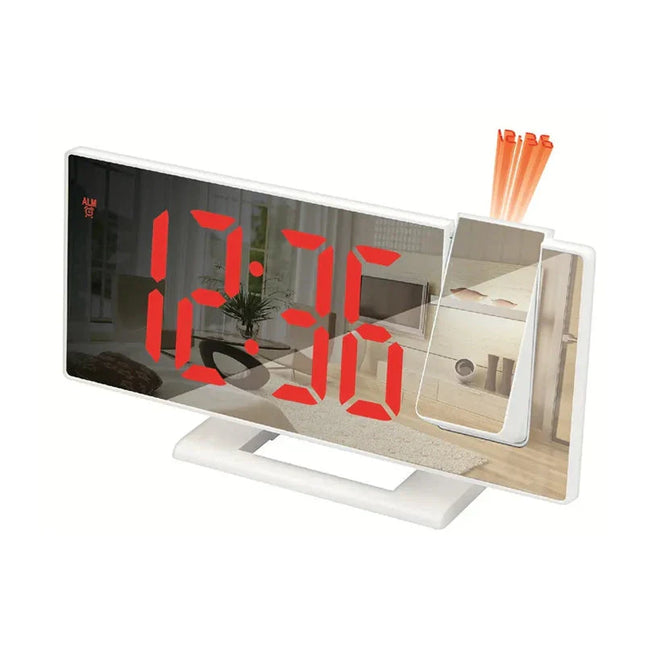 Witte spiegelwekker met tijdprojectie