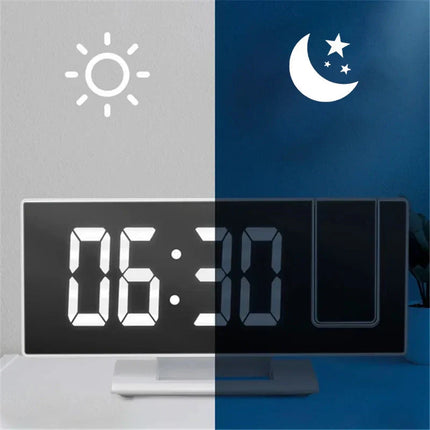 Witte spiegelwekker met tijdprojectie