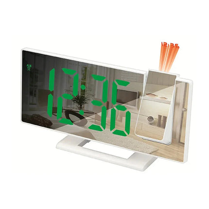 Witte spiegelwekker met tijdprojectie