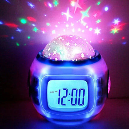 Kinderwekker met sterren projector lamp