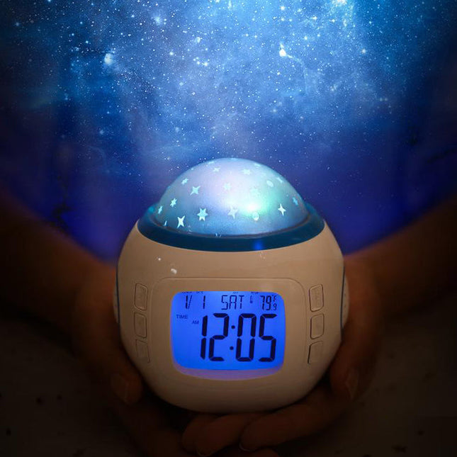 Kinderwekker met sterren projector lamp