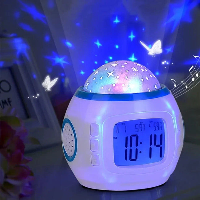 Kinderwekker met sterren projector lamp