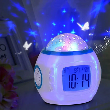 Kinderwekker met sterren projector lamp