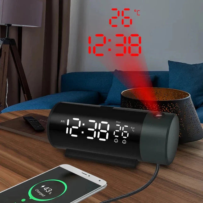 Moderne wekker met projectie op plafond