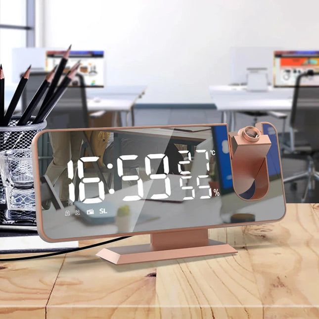 Projectiewekker roségoud met spiegeldisplay