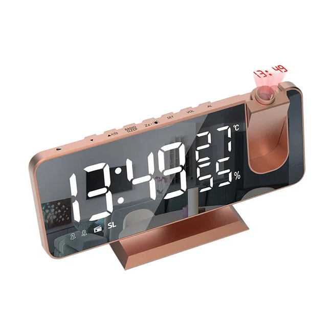 Projectiewekker roségoud met spiegeldisplay