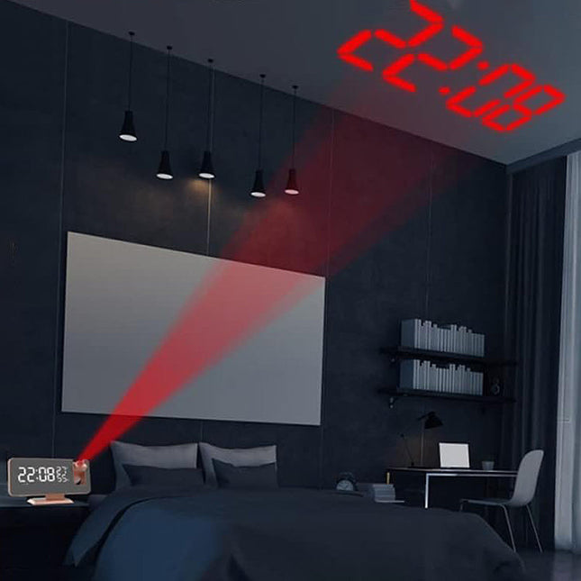 Projectiewekker roségoud met spiegeldisplay