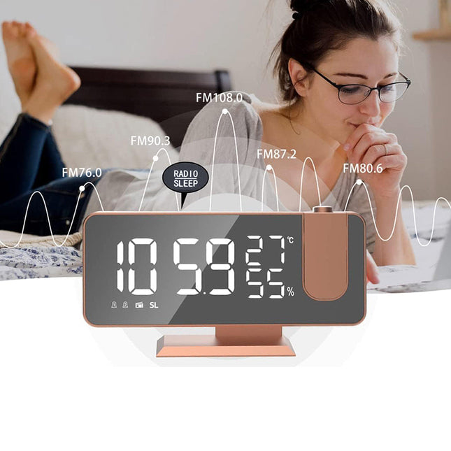 Projectiewekker roségoud met spiegeldisplay