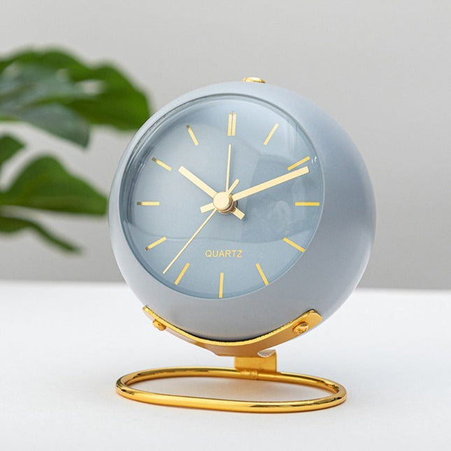 Stille ronde blauwe wekker vintage