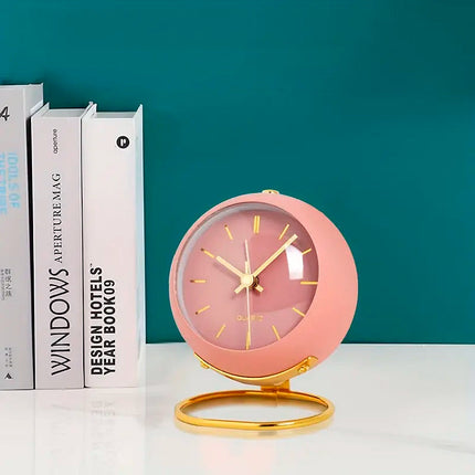 Stille ronde roze wekker vintage