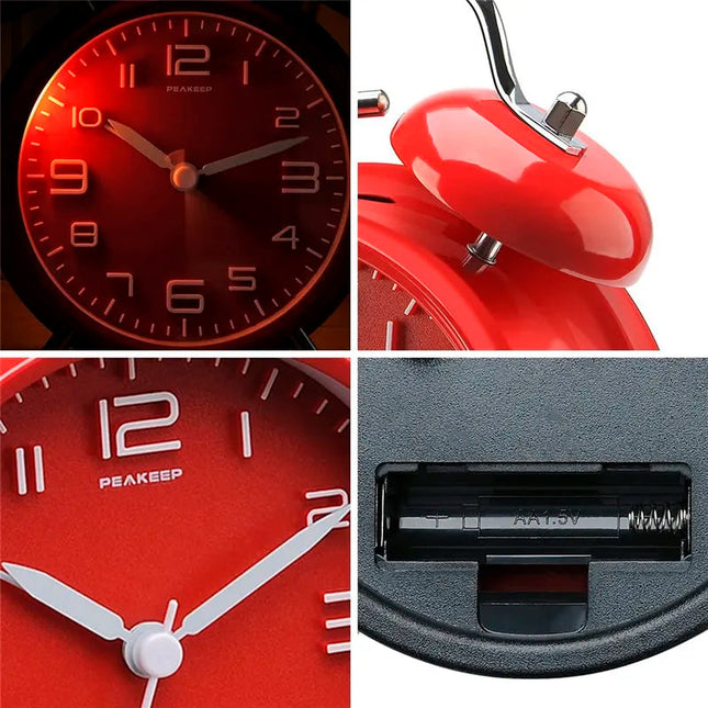 Rode vintage wekker met dubbele bel